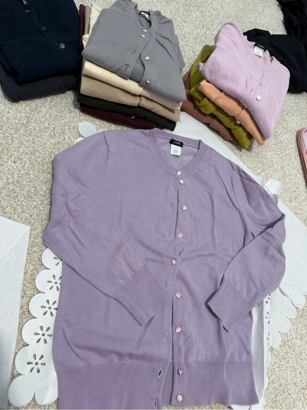 J. Crew Lavender Purple Button-Front Cardigan - Picture 1 of 2